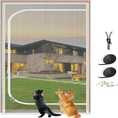 ZUYINBULUO Cat Screen Door, Scratch-Resistant Mesh Door with Zipper for Cats, Helps Keep Puppies and Cats from Wandering Around the Home (110 x 220 cm)