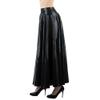 AZRLZP High-Waisted Pleated Latex Skirt, Ankle Length (Black, XL) view 1