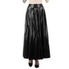 AZRLZP High-Waisted Pleated Latex Skirt, Ankle Length (Black, XL) view 2