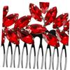 Bridal Hair Combs, 2-Pack with Flowers, Zinc Alloy and Rhinestones, Red view 3