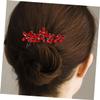 Bridal Hair Combs, 2-Pack with Flowers, Zinc Alloy and Rhinestones, Red view 4