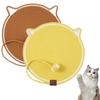 Cat Scratching Mat and Bed 2-in-1, Handwoven Cat-Ear-Shaped All-Season Pet Mat, Brown + Yellow view 1