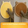 Cat Scratching Mat and Bed 2-in-1, Handwoven Cat-Ear-Shaped All-Season Pet Mat, Brown + Yellow view 2
