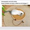 Cat Scratching Mat and Bed 2-in-1, Handwoven Cat-Ear-Shaped All-Season Pet Mat, Brown + Yellow view 4