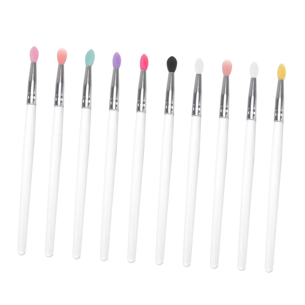 BATHVEVE 10-Piece Silicone Makeup Brush Set for Eyeshadow and Lips, Safe and Powder-Free