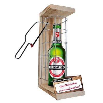 Personalized 18th Birthday Gift with Name – Eiserne Reserve Bottle Cage with Beck’s Beer