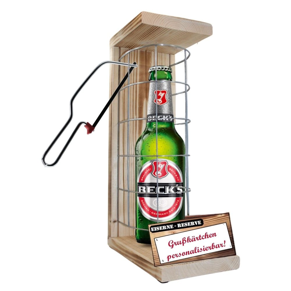 Personalized 18th Birthday Gift with Name – Eiserne Reserve Bottle Cage with Beck’s Beer