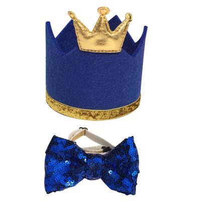 Abaodam Pet Birthday Hat and Bowtie Set - 2 Pieces in Blue
