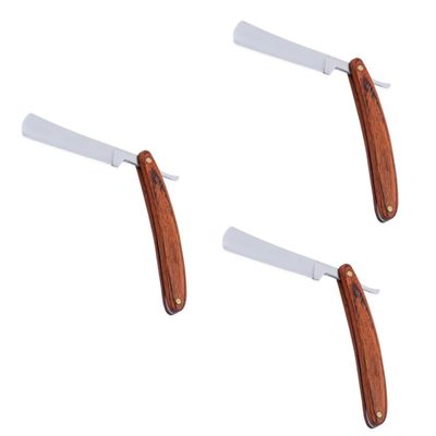 VALICLUD 3-Piece Vintage Men's Steel Razor Set with Wooden Handles