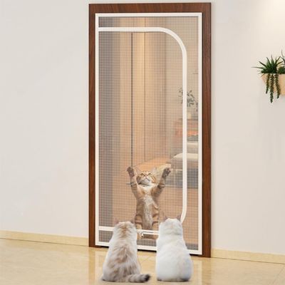 Haustiergitter für Türen bis 100 x 210 cm, verdicktes, kratzfestes Netzgitter für Hunde und Katzen