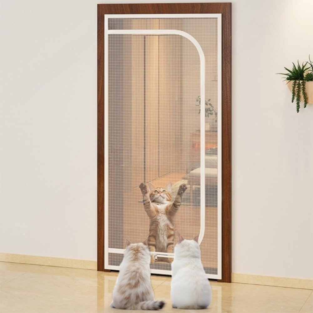 Haustiergitter für Türen bis 100 x 210 cm, verdicktes, kratzfestes Netzgitter für Hunde und Katzen
