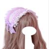 Lolita Lace Bow Headband with Pearl Chain, Light Purple view 1