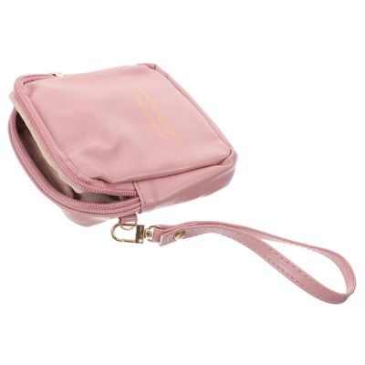 WRITWAA Small Pink PU Period Pouch with Zipper, Lightweight and Compact, for Travel and Discreet Sanitary Pad Storage