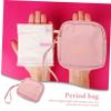 WRITWAA Small Pink PU Period Pouch with Zipper, Lightweight and Compact, for Travel and Discreet Sanitary Pad Storage view 4