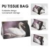 Swan Tissue Box Cover, PU Leather, White, for Bathroom, Bedroom, Hotel, Office view 4