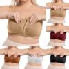 Strapless Front-Closure Seamless Padded Bandeau Bra with Clear Straps view 1