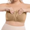 Strapless Front-Closure Seamless Padded Bandeau Bra with Clear Straps view 2