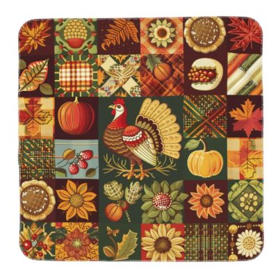 Mexpekil Baby Blanket for Newborns, Soft Swaddle Blanket with Thanksgiving Turkey Dice Pattern, 90 x 90 cm