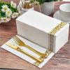 LYXYGMV 50 Linen-Feel Disposable Napkins with Built-In Cutlery Pocket, Pre-Folded, Rose Gold view 2