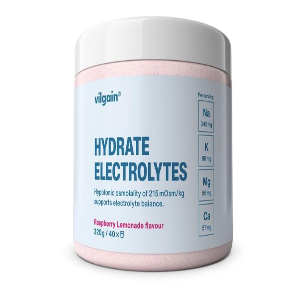 Vilgain Electrolyte Powder (320 g), Raspberry Lemonade – Hypotonic Electrolyte Drink with Magnesium, Potassium & Sodium