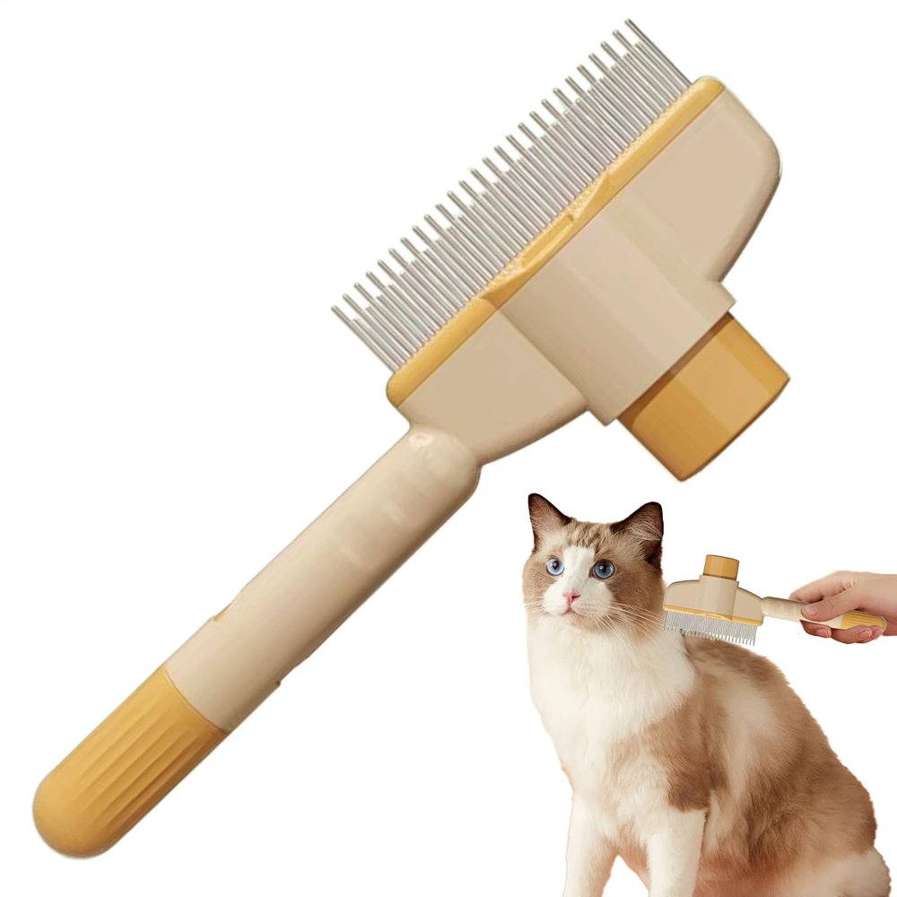 Dog Grooming Comb | Self-Cleaning Pet Massage Brush - Dog Hair Removal Comb for Coat Care