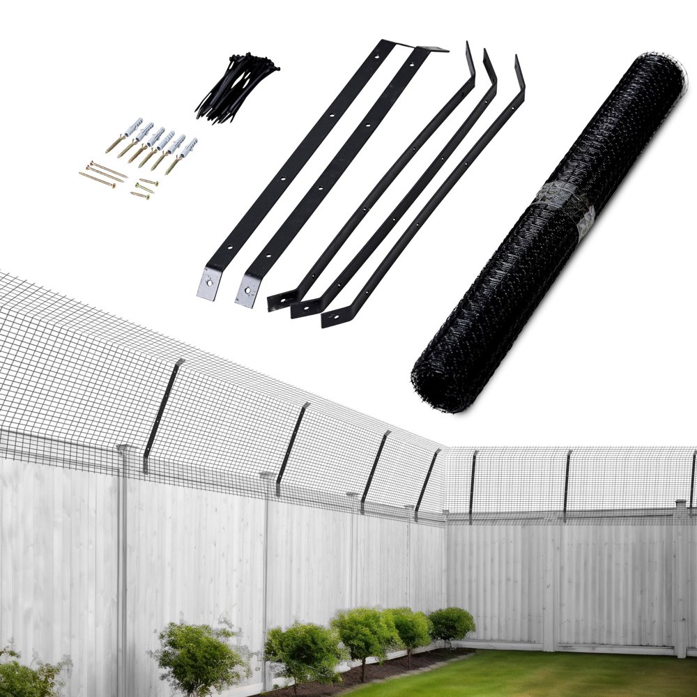 Cat-Proof Fence Anti-Climb Barrier Outdoor Catio Kit, Weather-Resistant Garden Mesh for Cat Safety & Protection (15 M)