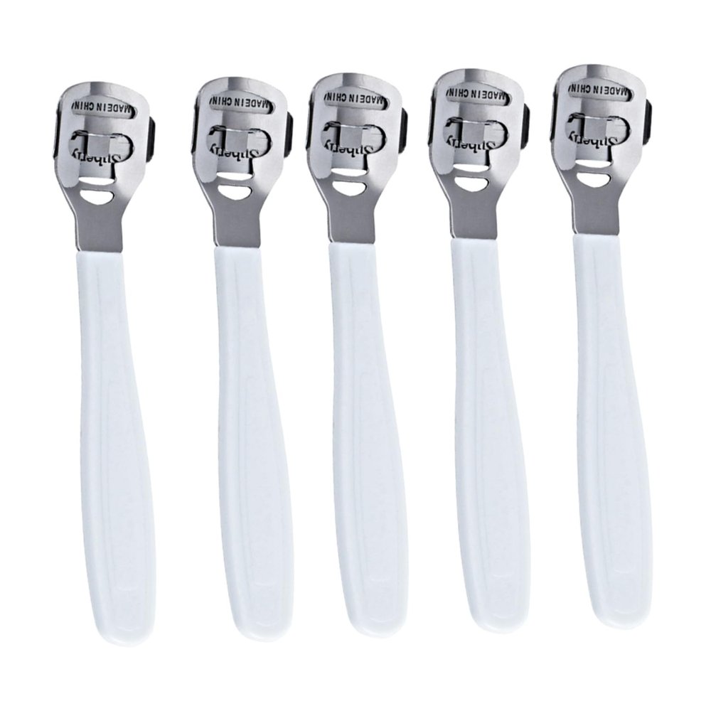 Foot Callus Remover, 5-Piece Set, Stainless Steel and Plastic, White