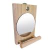 Bird Perch with Mirror and Stand | Interactive Wooden Toy for Parrots, Canaries, Cockatiels, and Budgerigars view 1