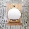 Bird Perch with Mirror and Stand | Interactive Wooden Toy for Parrots, Canaries, Cockatiels, and Budgerigars view 3