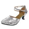 Women's Blue Pointed-Toe Sandal Pumps with Kitten Heel and Glitter Details view 4