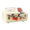 XUJUAN-0227 Ceramic Tissue Box with Organizer, Persimmon Pattern, Decorative Tissue Holder view 1