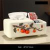 XUJUAN-0227 Ceramic Tissue Box with Organizer, Persimmon Pattern, Decorative Tissue Holder view 2