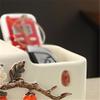 XUJUAN-0227 Ceramic Tissue Box with Organizer, Persimmon Pattern, Decorative Tissue Holder view 4
