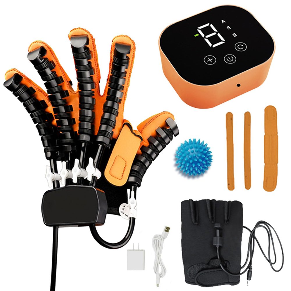 XNKLPY Robotic Hand Rehabilitation Glove, Finger Trainer with Adjustable Strength for Stroke, Hemiplegia, Hand Spasticity and Arthritis (Size: Left Hand M, Color: a)