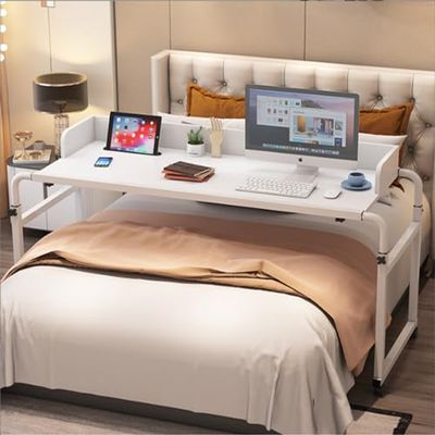 Adjustable Bed Table, Rolling Laptop Desk with Adjustable Height and Width