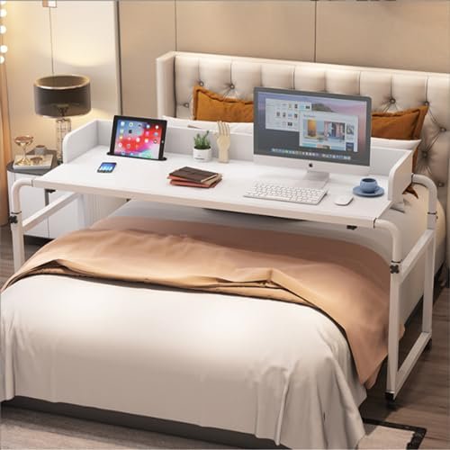 Adjustable Bed Table, Rolling Laptop Desk with Adjustable Height and Width