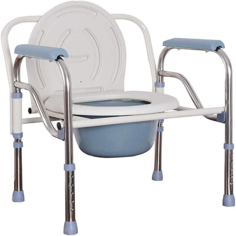 LBLFEBD Foldable Lightweight 3-in-1 Bedside Commode Chair, Adjustable Height, Color A