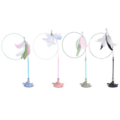 Cat Toy with Suction Cup and Feathers, 4-Piece Set