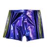 ASNAT Sexy Men's Natural Latex Shorts, Metallic Purple/Blue, Shiny Rubber Boxer Briefs, Size S view 3