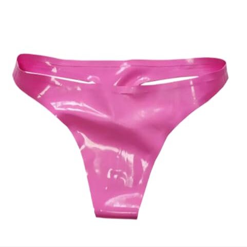ASNAT Sexy Latex Rubber Women's Briefs, Rubber Thong, Solid Black, XXL