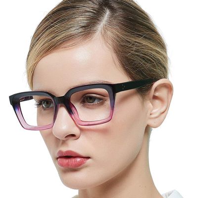 OCCI CHIARI Women's Fashion Reading Glasses +4.0, Large Square Frame, Purple 400