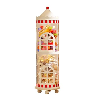 LUFOFOX Stuffed Animal Storage Tube with Door, Castle Style, 2-Tier