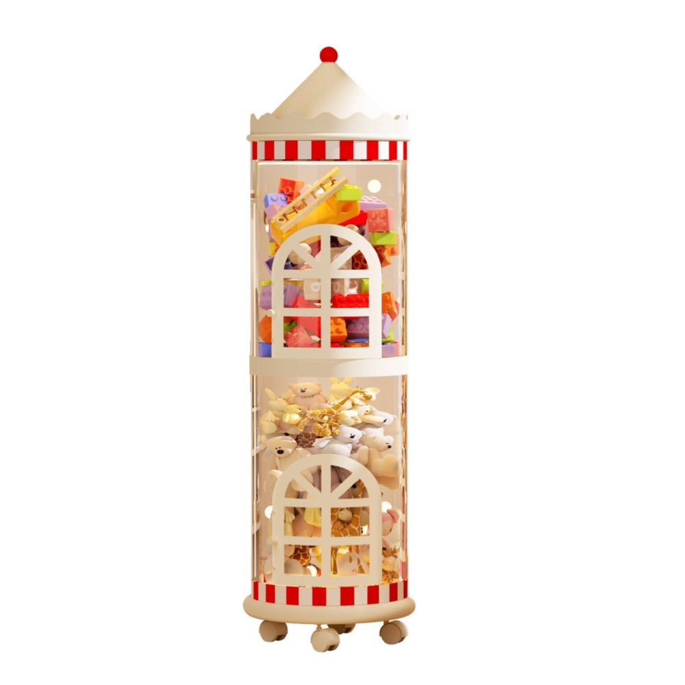 LUFOFOX Stuffed Animal Storage Tube with Door, Castle Style, 2-Tier