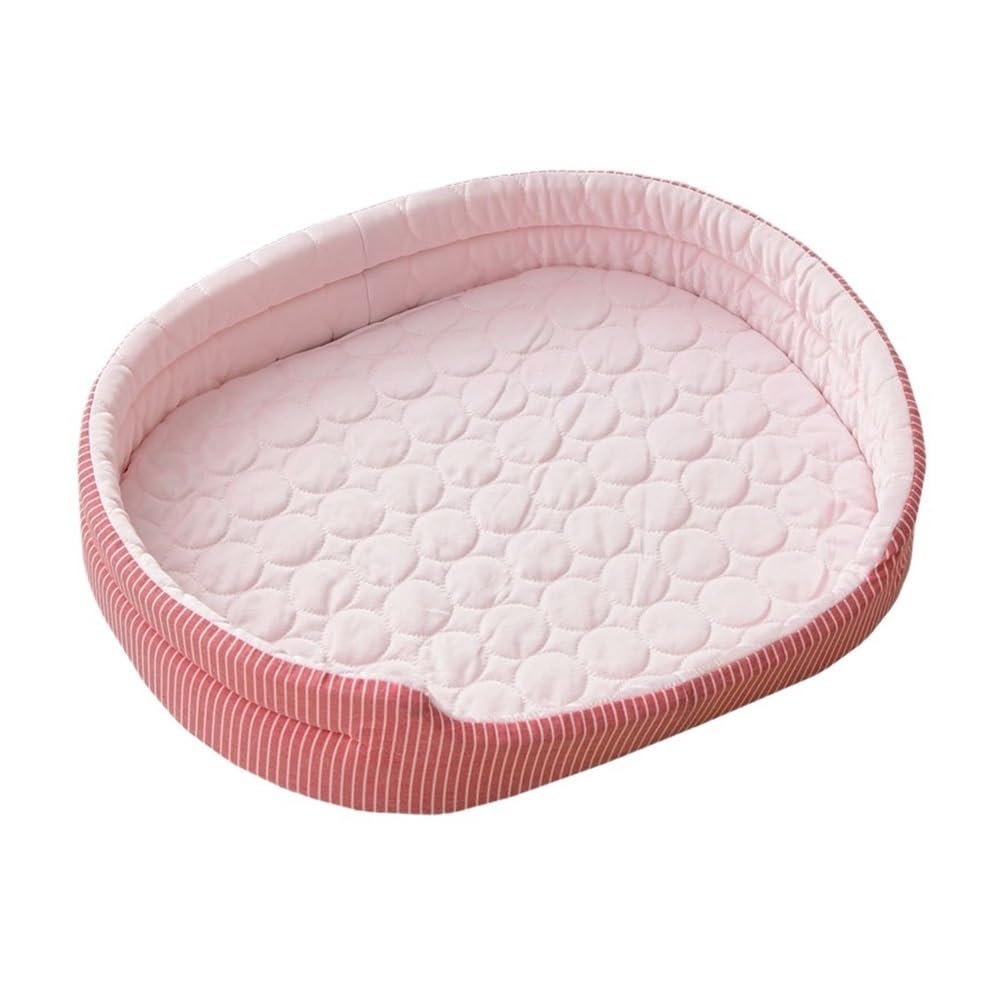 HIKOO DAILY Pet Cooling Mat, Breathable, Washable Cat Bed, Silk Sleep Mat, All Seasons, Pink, S