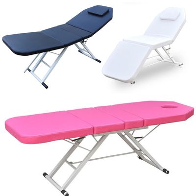 New Massage Table, Adjustable Chair for Beauty Salon, Tattoo Spa Facial Couch Bed with Stool - 3 Sections, White