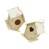 2-Piece Wooden Birdhouse Decor, Beige, Handmade Wall Decor for Children's Room view 1