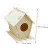 2-Piece Wooden Birdhouse Decor, Beige, Handmade Wall Decor for Children's Room view 2