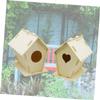 2-Piece Wooden Birdhouse Decor, Beige, Handmade Wall Decor for Children's Room view 3