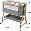 GLOKID 3-in-1 Baby Bedside Crib & Travel Cot with Wheels, 6-Level Height Adjustment, Cradle Mode, Adjustable Mattress Incline (Gold Gray) view 2