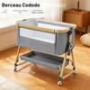 GLOKID 3-in-1 Baby Bedside Crib & Travel Cot with Wheels, 6-Level Height Adjustment, Cradle Mode, Adjustable Mattress Incline (Gold Gray) view 3